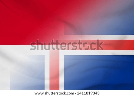 Monaco and Iceland political flag international contract ISL MCO banner country Iceland Monaco patriotism. 3d image Stock photo © 