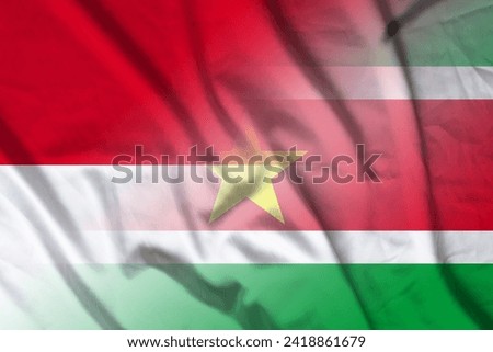 Monaco and Suriname state flag international relations SUR MCO banner country Suriname Monaco patriotism. 3d image Stock photo © 