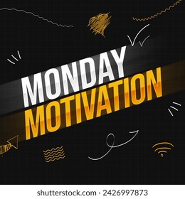 Monday Motivation background design with typography on black paper backdrop shape. Motivation for Monday concept wallpaper - Powered by Shutterstock