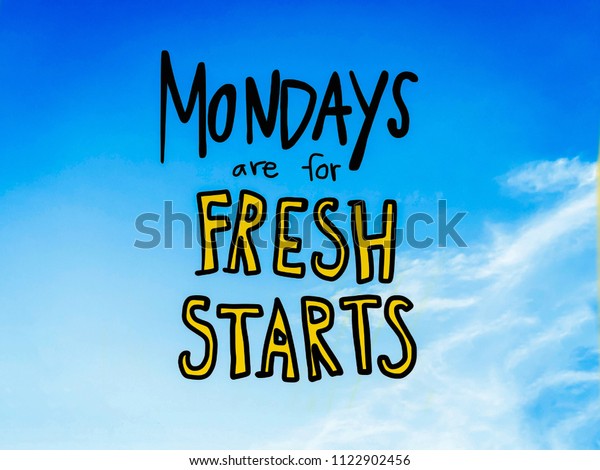 Mondays Fresh Starts Word Lettering Blue Stock Illustration 1122902456