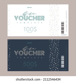 Monetary Gift Voucher, Digital Promo Code Card Template Set. Money Present Coupon Mockup With Promotion Marketing Material Business Company, Brand Name, Shop Or Online Store