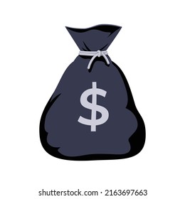 Money bag with dollar icon Cash, interest rate, business and finance, return on investment, financial solution, prepayment and down payment concept illustration. Ui icon of money bag. Finances