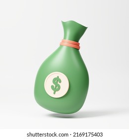 Money bag with dollar icon Cash, interest rate, business and finance, return on investment, financial solution, prepayment and down payment concept. 3d rendering illustration.