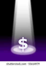 money concept with spotlight and copyspace for text message