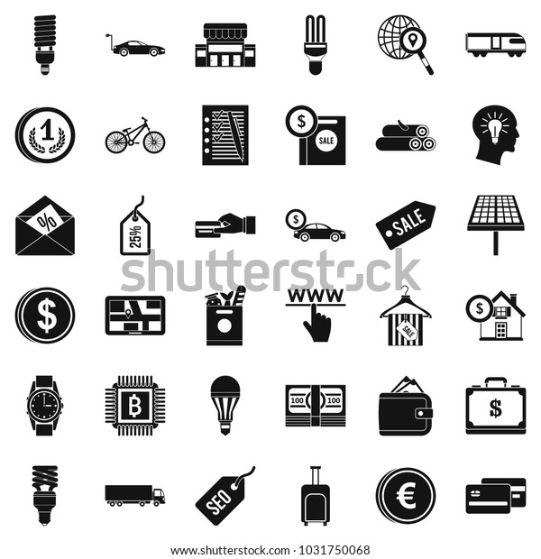 Money economy icons set.\
Simple style of 36 money economy icons for web isolated on white\
background