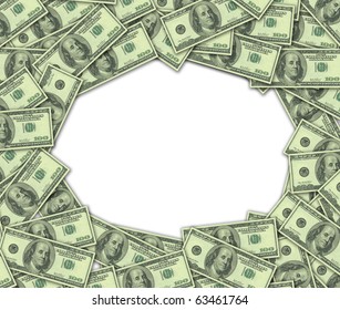 Money Frame US Dollars Blank Isolated Financial Hole Symbol Wealth Success Winner Lottery