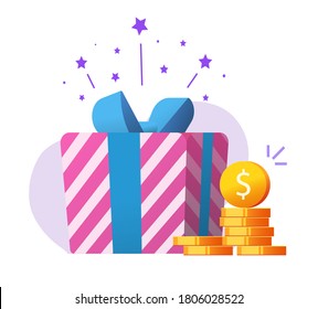 Money Gift As Charity Donation, Bonus Reward Prize, Jackpot Lucky Win Present, Idea Of Cashback Or Cash Coins, Concept Of Discount Certificate Surprise, Giveaway Promotion Sale Marketing Image