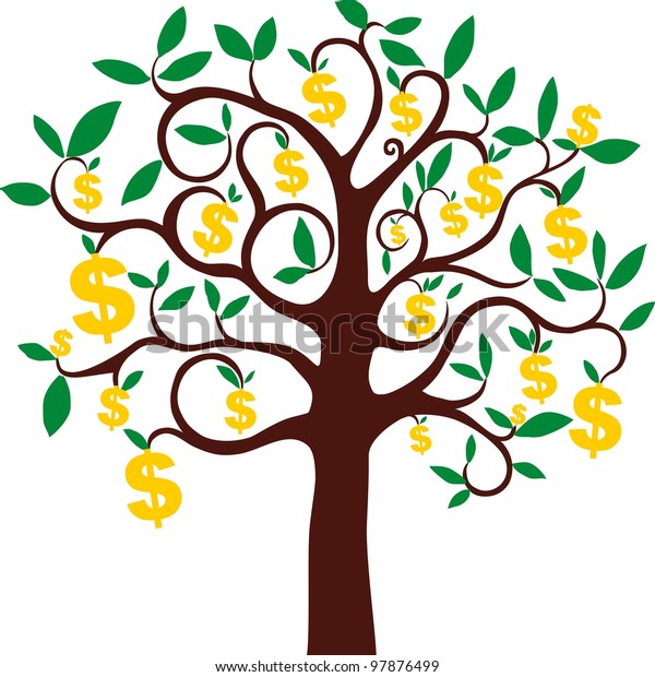 Money Growing On Trees Dollars Isolated Stock Illustration 97876499