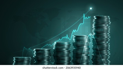 Money growth business graph economy finance stock or currency investment financial diagram profit chart of global exchange market price shares on economic analysis 3d background with success trade.