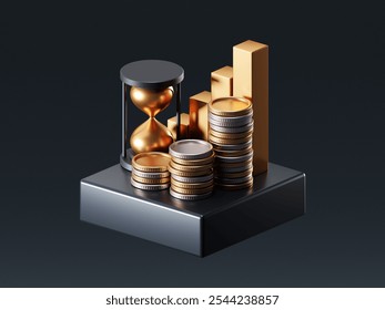 Money investment finance chart on 3d background with growth economy graph wealth financial budget. Increase banking profit business cash currency success earning prosperity credit transfer exchange. - Powered by Shutterstock