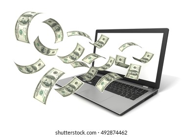 Money And Laptop Concept   3d Illustration