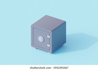 Money Safe Deposit Or Vault Single Isolated Object. 3d Render Illustration With Isometric View