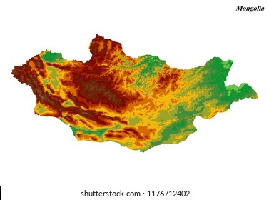 Mongolia Elevation Map (3D Rendering)