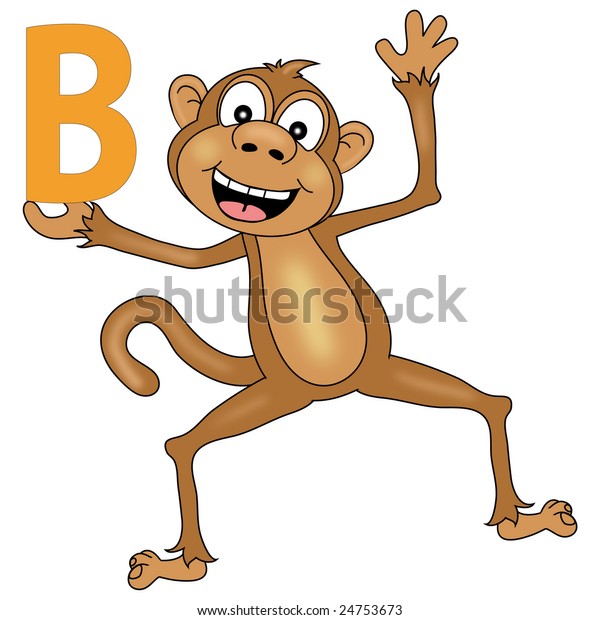 Monkey Holding Letter B Stock Illustration 24753673 | Shutterstock