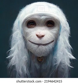 Monkey White Wig Digital Illustration Stock Illustration 2194642415 ...