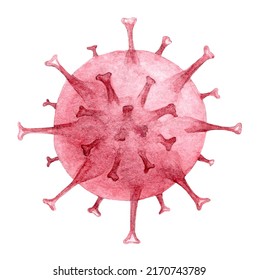 Monkeypox virus cell. Orthopoxvirus fever stockpile watercolor illustration isolated on white background