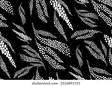 Monochorme Pattern, Leaf Pattern, Polka Dot Leaf, Linear Pattern, Geometric Pattern