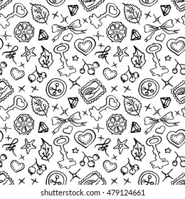 Monochrome Black White Doodle Sketch Seamless Stock Vector (Royalty ...