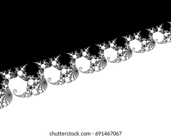 Monochrome, black and white graphics. Pattern created using mathematical formulas created by Benoit Mandelbrot. These patterns can be used in tissue, printing and visual experiments. Natural design
