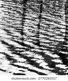 Monochrome black and white wavelets surface , commercial poster background, backdrop, Illustration, wallpaper 