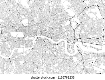 Monochrome City Map With Road Network Of London