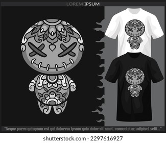 Monochrome color Voodoo dolls mandala arts illustration isolated black   white t shirt 