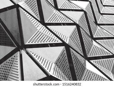 monochrome engraved effect geometric angular architectural modern abstract