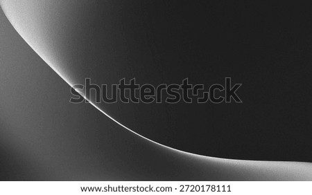 Monochrome Gradient abstract background with smooth curved shapes, precise light lines and noise Grain texture.