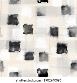 monochrome hand painted watercolor pattern with squares and stripes                