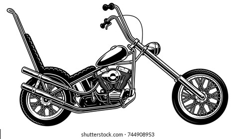 Monochrome Illustration Classic American Chopper Isolated Stock ...