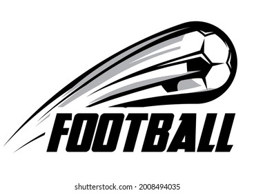 Monochrome illustration with flying soccer ball. - Powered by Shutterstock