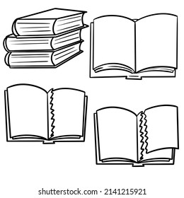 Monochrome Line Illustration, Coloring Book, Torn Pages Without Text, Science And Education, To Decorate Banners And Packages