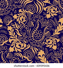 Monochrome Paisley Wallpaper Floral Pattern Stock Illustration ...