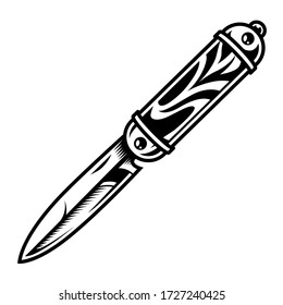 Monochrome Pocket Knife Concept In Vintage Style Isolated Illustration