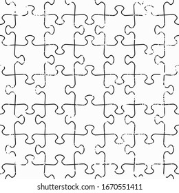 Monochrome Puzzle Seamless Texture With Grunge Effect 