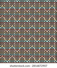 Monochrome seamless geometric wave pattern with bold interlaced grid structure. Modern abstract backgro