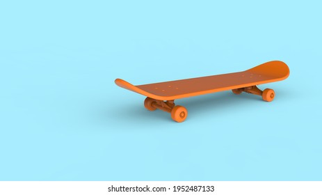 Monochrome Skateboard On A Solid Background, 3d Rendering