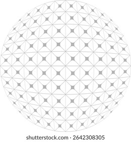 Monochrome Sphere. Circular mesh sphere made of grey-scale triangular grid.	Technical representation of a spherical object in grayscale wireframe. For conceptual or scientific-themed compositions.