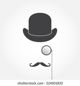 Monocle Hat Mustache Old Fashioned Gentleman Stock Illustration ...