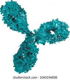 monoclonal antibody blue green 3d rendering isolated on white background