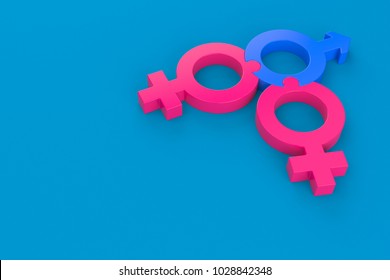 Monogamy Concept Isolated On Blue Background. 3d Illustration