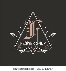 Monogram logo designs Classic monogram - flower shop. Stylish badge for web and print. Stock label isolated on dark background. - Powered by Shutterstock