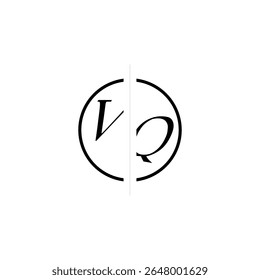 Monogram Simple Logo VQ Unique Vector Circled Alphabet Initial Alphabet Design