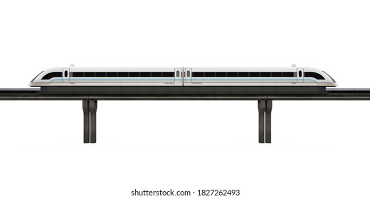 Monorail Train Isolated (side View). 3D Rendering