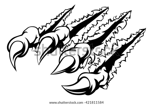 Monster Claw Ripping Tearing Scratching Through Stock Illustration 