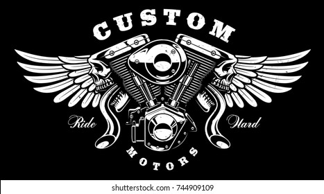 Vintage Custom Motorcycle Label Winged Motorbike Stock Illustration ...