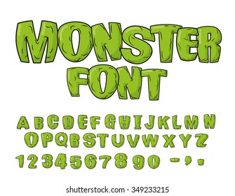 Monster Font. Green Scary Letters. Alphabet. Live Abc 