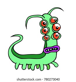 Monster Sixeyed Centipede Funny Cartoon Character Stock Illustration ...