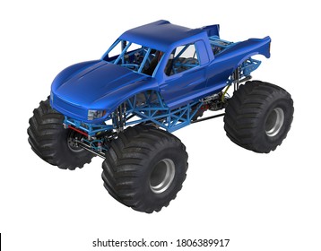 Monster Truck 3D Illustration On White Background