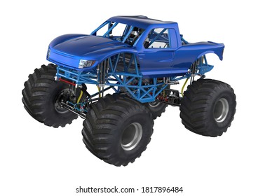 Monster Truck 3D Illustration On White Background